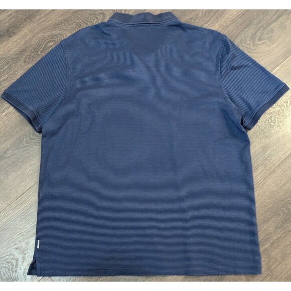 Calvin Klein Polo Shirt Men's Large Blue Collar Short Sleeve Striped (55) - Picture 2 of 3